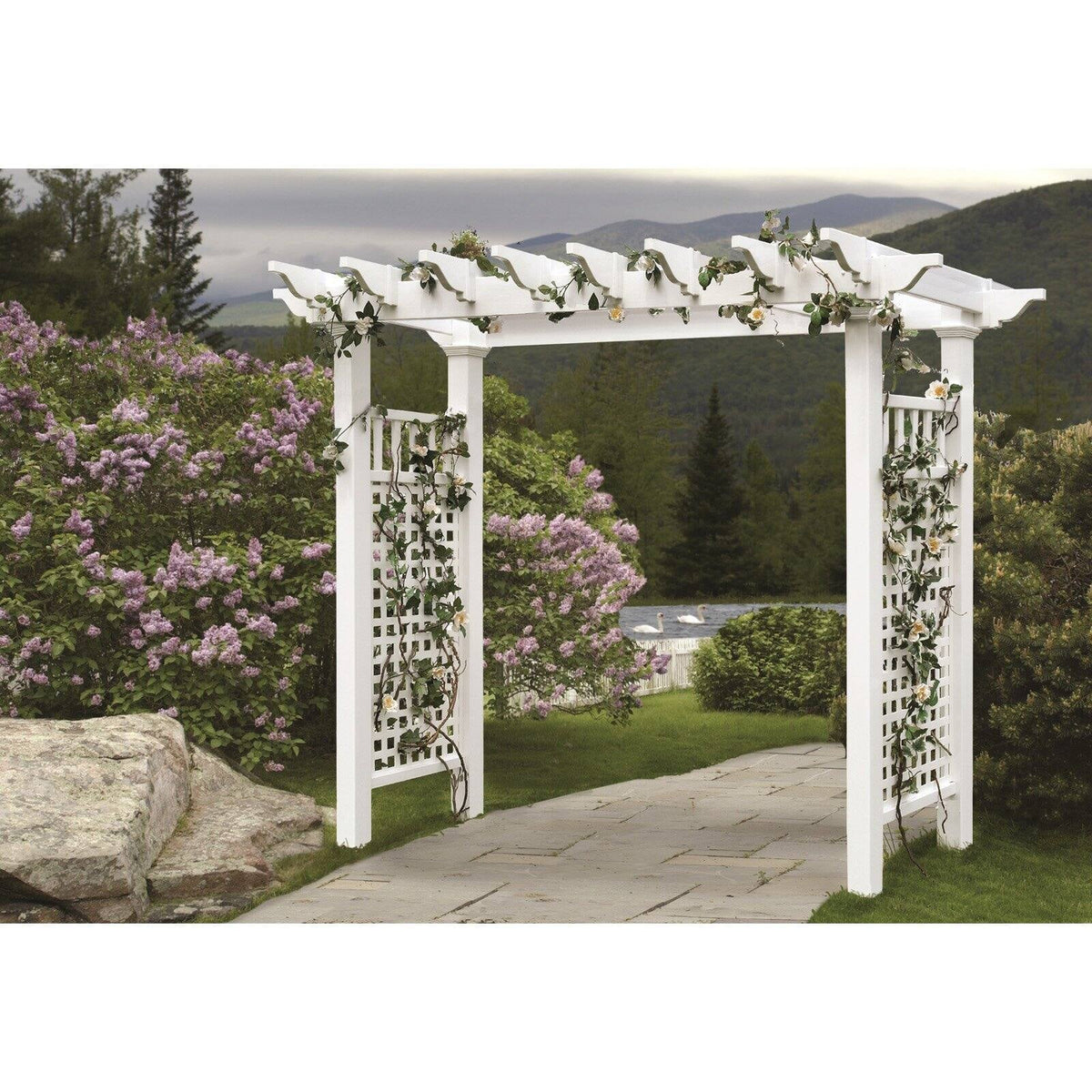 Vita Fairfield Grande Vinyl Arbor in White, VA84231, Measuring 88??? x 32??? x 86.5???