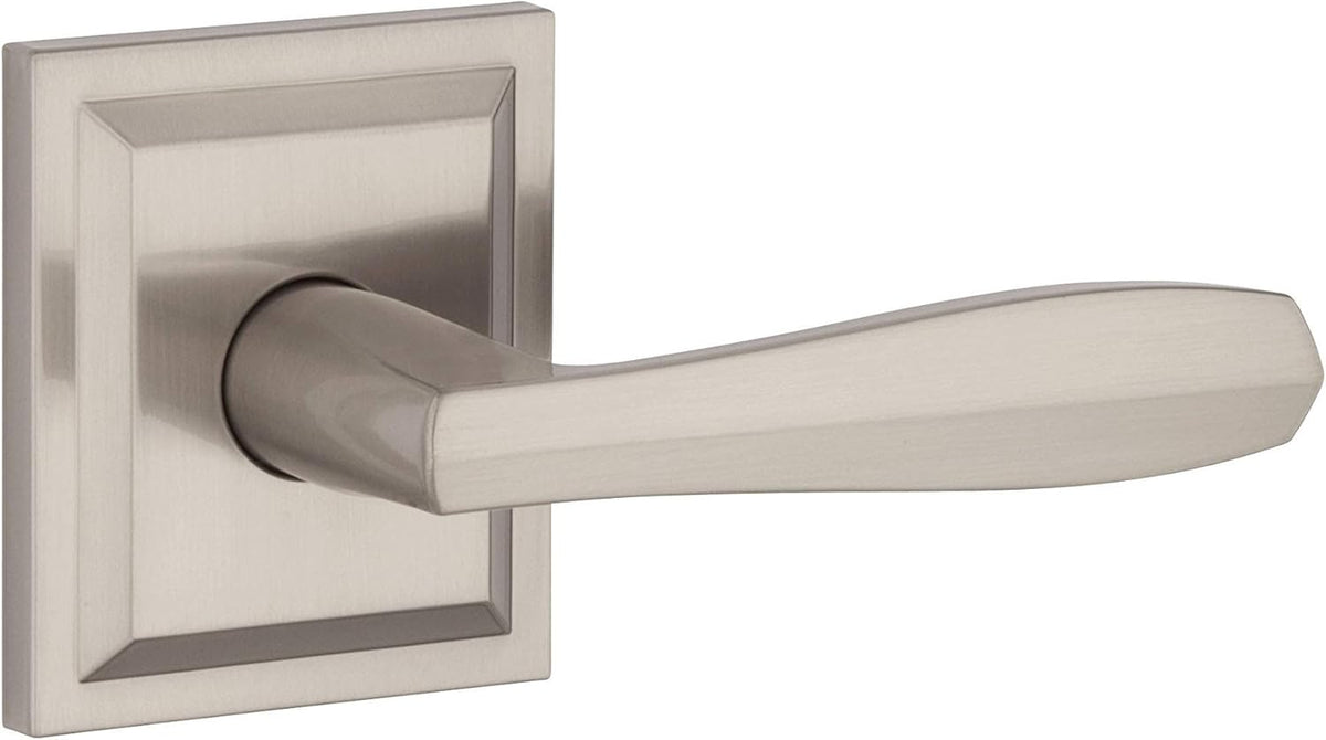 Pack of 2 Baldwin 93530-011 Torrey Pines Privacy Levers, Satin Nickel Handles with Slim Modern Contemporary Design for Bedroom and Bathroom Doors, Prestige Series