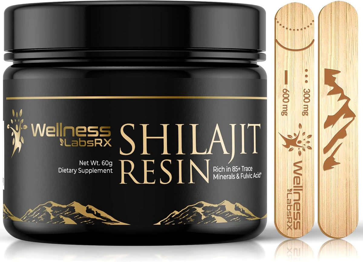 Pure Himalayan Organic Shilajit Resin for Men, Gold Grade Supplement with 85+ Trace Minerals and Fulvic Acid, 60g