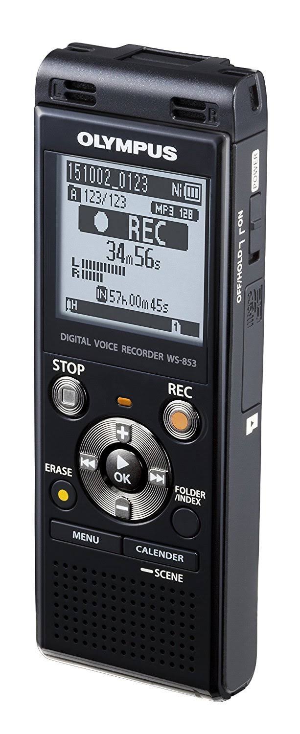 Olympus WS-853 Digital Voice Recorder with 8 GB Storage, Up to 260 Hours of MP3 Recording, 64 kbps, Black