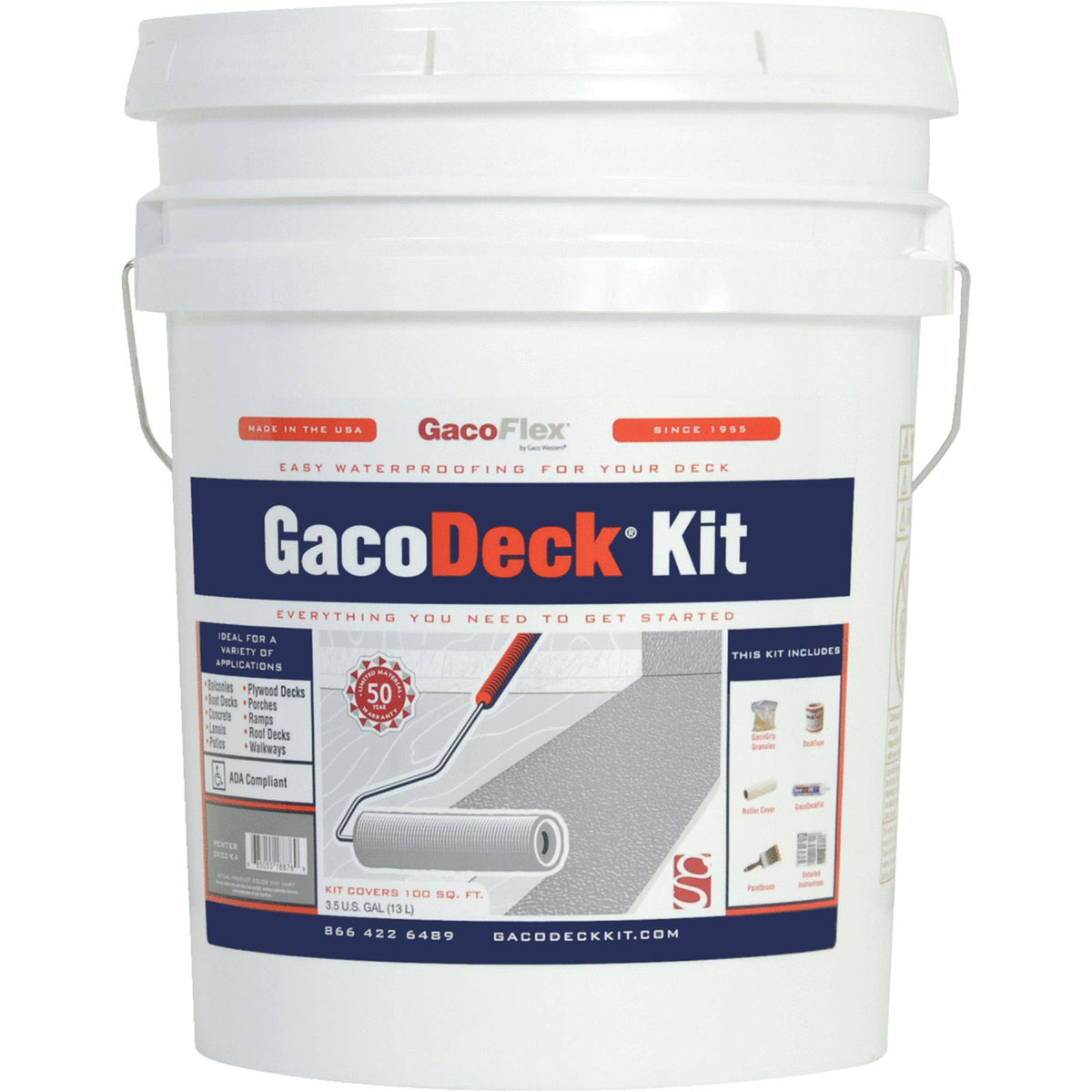 Gacodeck Gacoflex Pewter Deck Coating, Water-Based Solid Finish, 3.5 Gal.