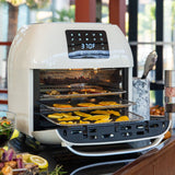 16.9qt Family-Size Air Fryer Countertop Oven with 10-in-1 Cooking Functions, 1800W Rotisserie and Dehydrator, White