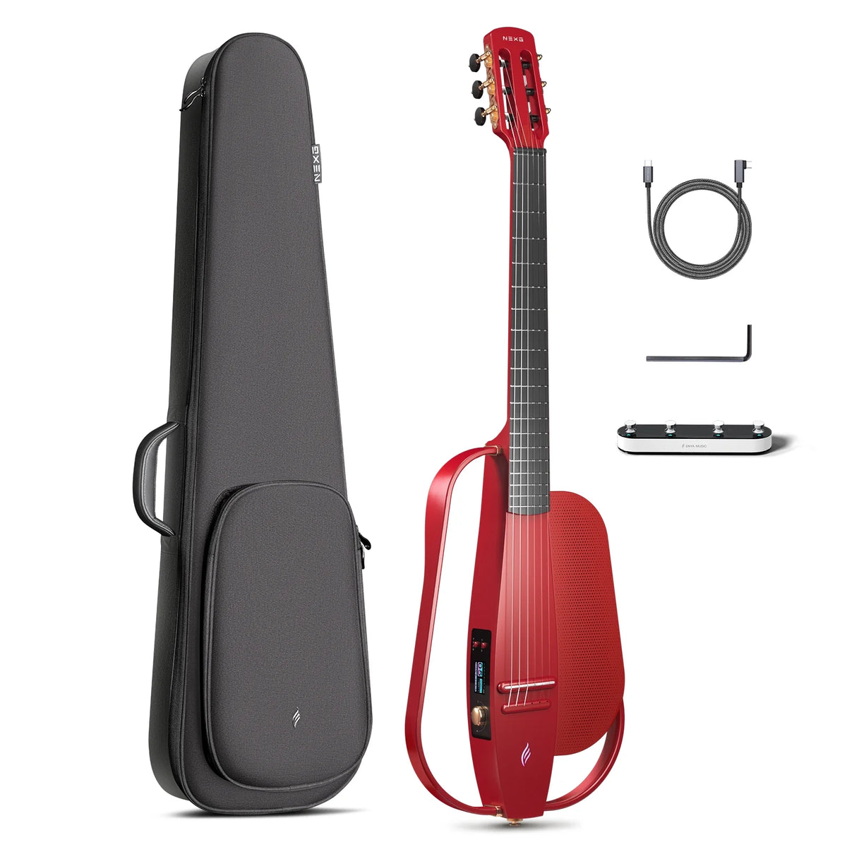 Enya NEXG 2N Carbon Fiber Classical Nylon-String Acoustic-Electric Travel Guitar with 52W Wireless Speaker, Thickened Gig Bag, Strap, Charging Cable and Adjusting Wrench
