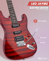Leo Jaymz 39-Inch Full-Size ST-Style Electric Guitar Starter Kit with SSH Pickup, 5W Portable Amp, Tuner, Gig Bag, Strap and Accessories, Violet Ocean