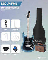 Leo Jaymz 39-Inch Full-Size ST-Style Electric Guitar Starter Kit with SSH Pickup, 5W Portable Amp, Tuner, Gig Bag, Strap and Accessories, Violet Ocean