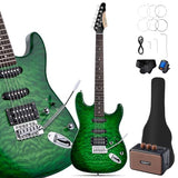 Leo Jaymz 39-Inch Full-Size ST-Style Electric Guitar Starter Kit with SSH Pickup, 5W Portable Amp, Tuner, Gig Bag, Strap and Accessories, Violet Ocean