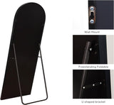 68×26-Inch Oversized Arched Floor Mirror with Black Aluminum Frame, Designed for Standing or Wall Mounting