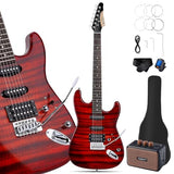 Leo Jaymz 39-Inch Full-Size ST-Style Electric Guitar Starter Kit with SSH Pickup, 5W Portable Amp, Tuner, Gig Bag, Strap and Accessories, Violet Ocean