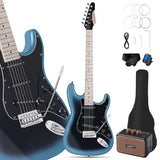 Leo Jaymz 39-Inch Full-Size ST-Style Electric Guitar Starter Kit with SSH Pickup, 5W Portable Amp, Tuner, Gig Bag, Strap and Accessories, Violet Ocean