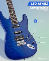 Leo Jaymz 39-Inch Full-Size ST-Style Electric Guitar Starter Kit with SSH Pickup, 5W Portable Amp, Tuner, Gig Bag, Strap and Accessories, Violet Ocean