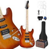 Leo Jaymz 39-Inch Full-Size ST-Style Electric Guitar Starter Kit with SSH Pickup, 5W Portable Amp, Tuner, Gig Bag, Strap and Accessories, Violet Ocean