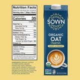 SOWN Organic Oat Creamer, Unsweetened Barista-Style Plant-Based Milk, 32 oz Pack of 6