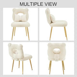 Furnimart Bear-Shaped Vanity Chair with Backrest Pillow, Comfy Teddy Fabric & Golden Metal Legs for Dressing Room, Living Room or Home Office, Green