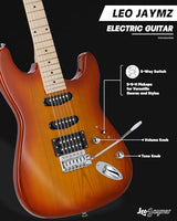 Leo Jaymz 39-Inch Full-Size ST-Style Electric Guitar Starter Kit with SSH Pickup, 5W Portable Amp, Tuner, Gig Bag, Strap and Accessories, Violet Ocean