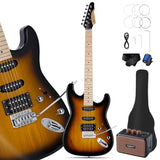 Leo Jaymz 39-Inch Full-Size ST-Style Electric Guitar Starter Kit with SSH Pickup, 5W Portable Amp, Tuner, Gig Bag, Strap and Accessories, Violet Ocean