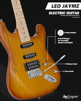 Leo Jaymz 39-Inch Full-Size ST-Style Electric Guitar Starter Kit with SSH Pickup, 5W Portable Amp, Tuner, Gig Bag, Strap and Accessories, Violet Ocean