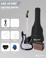 Leo Jaymz 39-Inch Full-Size ST-Style Electric Guitar Starter Kit with SSH Pickup, 5W Portable Amp, Tuner, Gig Bag, Strap and Accessories, Violet Ocean