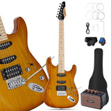 Leo Jaymz 39-Inch Full-Size ST-Style Electric Guitar Starter Kit with SSH Pickup, 5W Portable Amp, Tuner, Gig Bag, Strap and Accessories, Violet Ocean