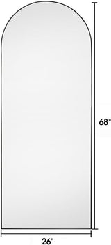 68×26-Inch Oversized Arched Floor Mirror with Black Aluminum Frame, Designed for Standing or Wall Mounting