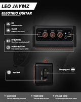 Leo Jaymz 39-Inch Full-Size ST-Style Electric Guitar Starter Kit with SSH Pickup, 5W Portable Amp, Tuner, Gig Bag, Strap and Accessories, Violet Ocean