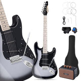 Leo Jaymz 39-Inch Full-Size ST-Style Electric Guitar Starter Kit with SSH Pickup, 5W Portable Amp, Tuner, Gig Bag, Strap and Accessories, Violet Ocean