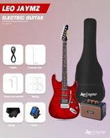 Leo Jaymz 39-Inch Full-Size ST-Style Electric Guitar Starter Kit with SSH Pickup, 5W Portable Amp, Tuner, Gig Bag, Strap and Accessories, Violet Ocean