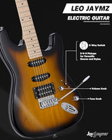 Leo Jaymz 39-Inch Full-Size ST-Style Electric Guitar Starter Kit with SSH Pickup, 5W Portable Amp, Tuner, Gig Bag, Strap and Accessories, Violet Ocean