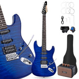 Leo Jaymz 39-Inch Full-Size ST-Style Electric Guitar Starter Kit with SSH Pickup, 5W Portable Amp, Tuner, Gig Bag, Strap and Accessories, Violet Ocean