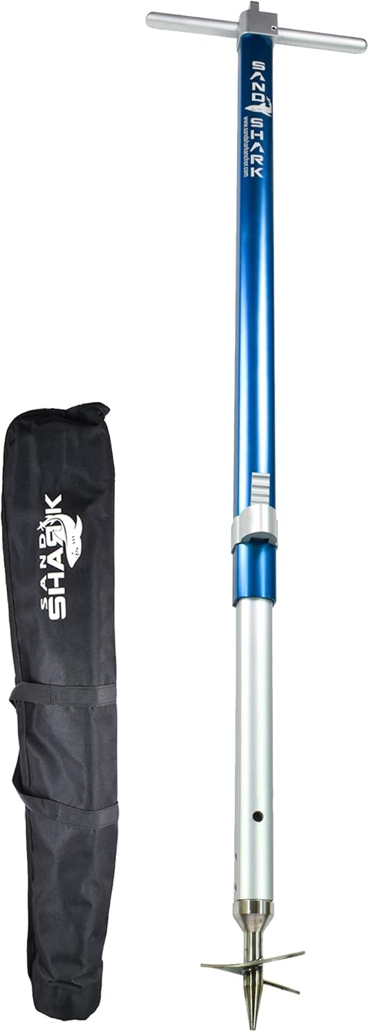 SandShark Ultimate XL Boat Sand Anchor with Adjustable Folding Screw Auger, Protective Case and Compact Storage Design for Shallow Water, Beaches, Sandbars and Pontoons