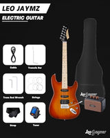 Leo Jaymz 39-Inch Full-Size ST-Style Electric Guitar Starter Kit with SSH Pickup, 5W Portable Amp, Tuner, Gig Bag, Strap and Accessories, Violet Ocean