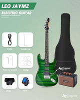 Leo Jaymz 39-Inch Full-Size ST-Style Electric Guitar Starter Kit with SSH Pickup, 5W Portable Amp, Tuner, Gig Bag, Strap and Accessories, Violet Ocean