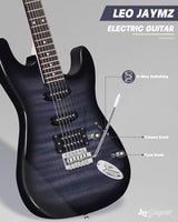 Leo Jaymz 39-Inch Full-Size ST-Style Electric Guitar Starter Kit with SSH Pickup, 5W Portable Amp, Tuner, Gig Bag, Strap and Accessories, Violet Ocean