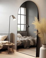 68×26-Inch Oversized Arched Floor Mirror with Black Aluminum Frame, Designed for Standing or Wall Mounting