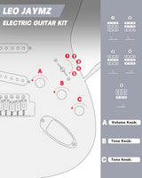 Leo Jaymz 39-Inch Full-Size ST-Style Electric Guitar Starter Kit with SSH Pickup, 5W Portable Amp, Tuner, Gig Bag, Strap and Accessories, Violet Ocean
