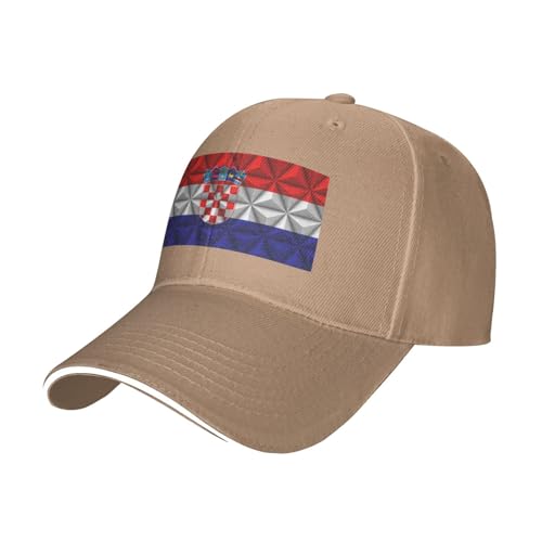 Croatia Flag Baseball Cap with Polygon Effect, Adjustable Unisex Trucker Hat for Women & Men