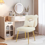 Furnimart Bear-Shaped Vanity Chair with Backrest Pillow, Comfy Teddy Fabric & Golden Metal Legs for Dressing Room, Living Room or Home Office, Green