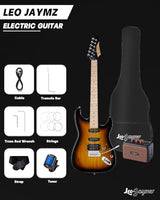 Leo Jaymz 39-Inch Full-Size ST-Style Electric Guitar Starter Kit with SSH Pickup, 5W Portable Amp, Tuner, Gig Bag, Strap and Accessories, Violet Ocean