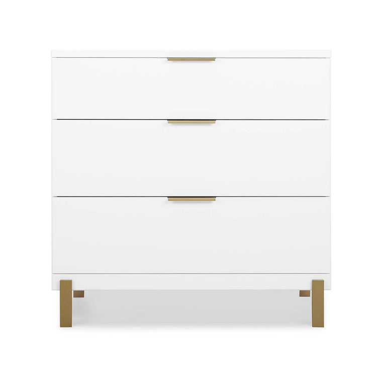 Delta Children Hendrix 3-Drawer Dresser in Bianca White with Bronze Hardware