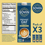 SOWN Organic Oat Creamer, Unsweetened Barista-Style Plant-Based Milk, 32 oz Pack of 6