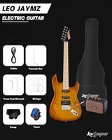 Leo Jaymz 39-Inch Full-Size ST-Style Electric Guitar Starter Kit with SSH Pickup, 5W Portable Amp, Tuner, Gig Bag, Strap and Accessories, Violet Ocean