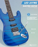 Leo Jaymz 39-Inch Full-Size ST-Style Electric Guitar Starter Kit with SSH Pickup, 5W Portable Amp, Tuner, Gig Bag, Strap and Accessories, Violet Ocean
