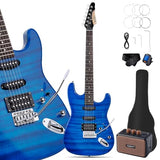Leo Jaymz 39-Inch Full-Size ST-Style Electric Guitar Starter Kit with SSH Pickup, 5W Portable Amp, Tuner, Gig Bag, Strap and Accessories, Violet Ocean