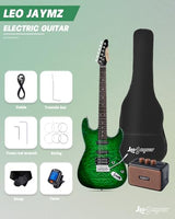 Leo Jaymz 39-Inch Full-Size ST-Style Electric Guitar Starter Kit with SSH Pickup, 5W Portable Amp, Tuner, Gig Bag, Strap and Accessories, Violet Ocean