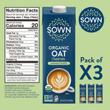 SOWN Organic Oat Creamer, Unsweetened Barista-Style Plant-Based Milk, 32 oz Pack of 6